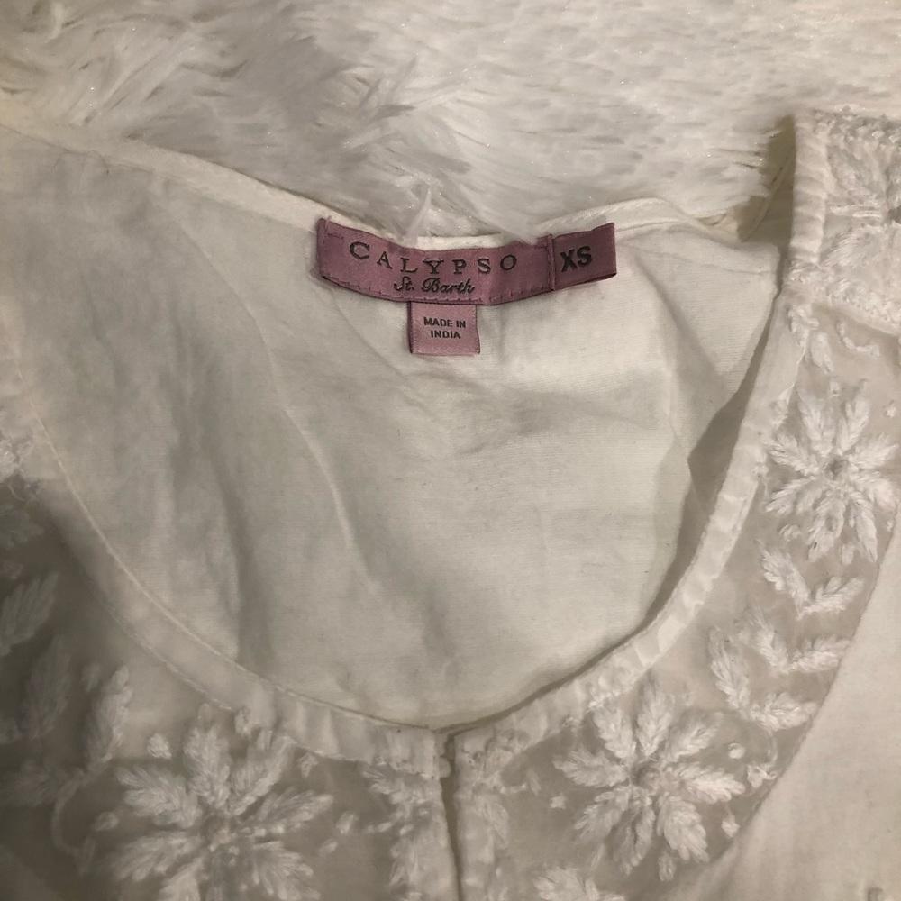Calypso St. Barth White Embroidered Boho Top XS - Picture 4 of 8
